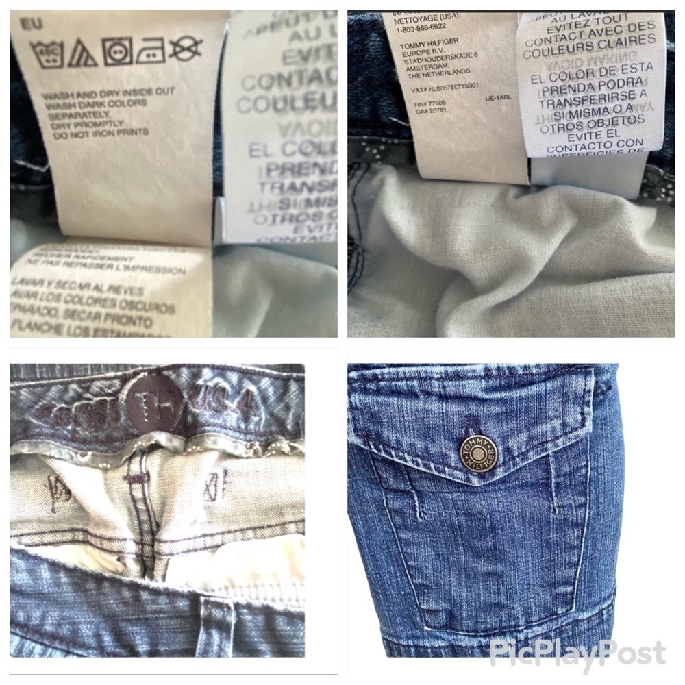 Vintage 90s Y2K Tommy Hilfiger Denim Bermuda Shorts SZ 10 Utility Streetwear - Picture 8 of 8